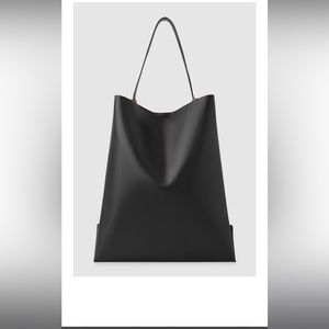 COS Large Black Leather Tote